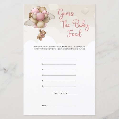 Girl baby bear pink brown Guess The Baby Food