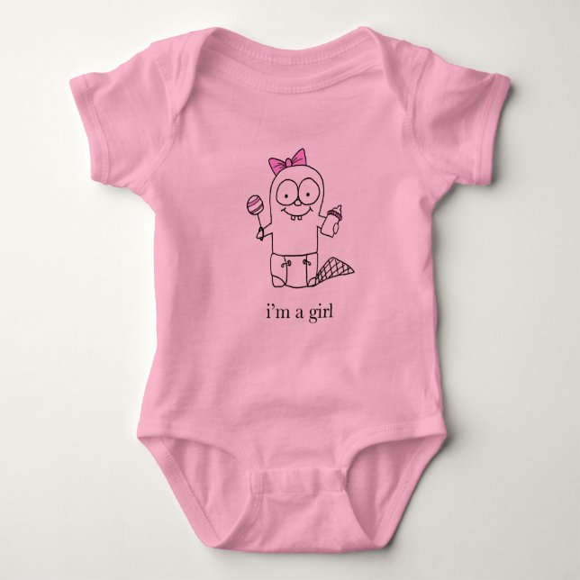 Girl Baby Beaver Baby Bodysuit (Front)