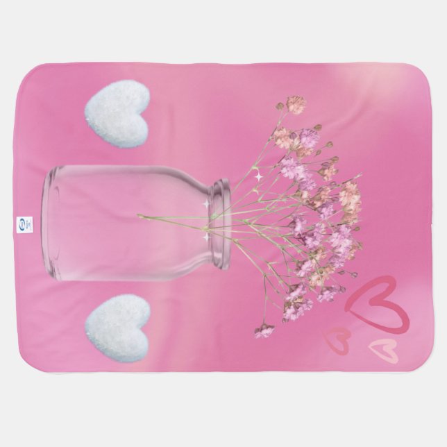 girl baby blanket, pink blanket (Back Horizontal)