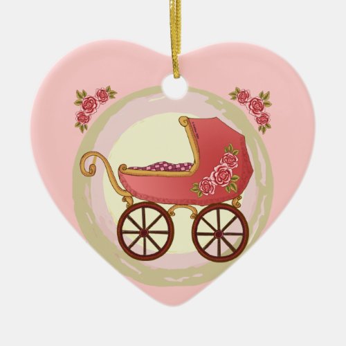 Girl Baby Buggy Ceramic Ornament