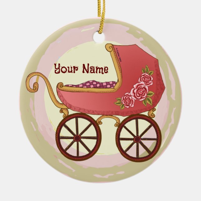 Girl Baby Buggy ornament  (Front)