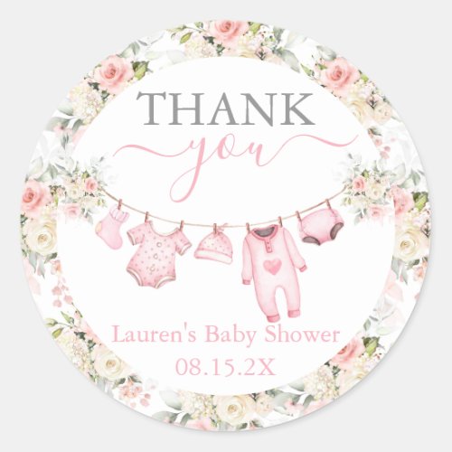 Girl Baby Clothes Baby Shower Classic Round Sticker