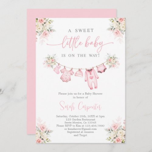 Girl Baby Clothes Baby Shower Invitation