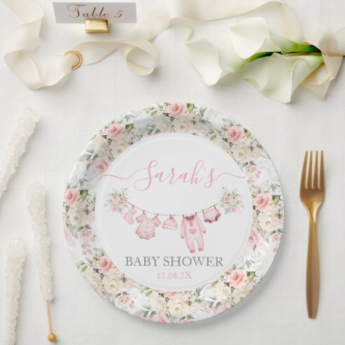 Girl Baby Clothes Baby Shower Paper Plates