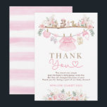 Girl Baby Clothes Pink Floral Baby Shower Thank You Card<br><div class="desc">Thank your guests with this pretty pink "baby clothes" themed thank you card! The wording is fully customizable. Click the "personalize" button to change the text to say anything you want.</div>
