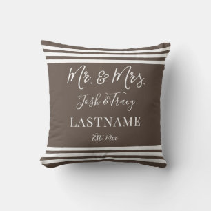 Girl Baby Elephant with Bow Custom Name Throw Pillow
