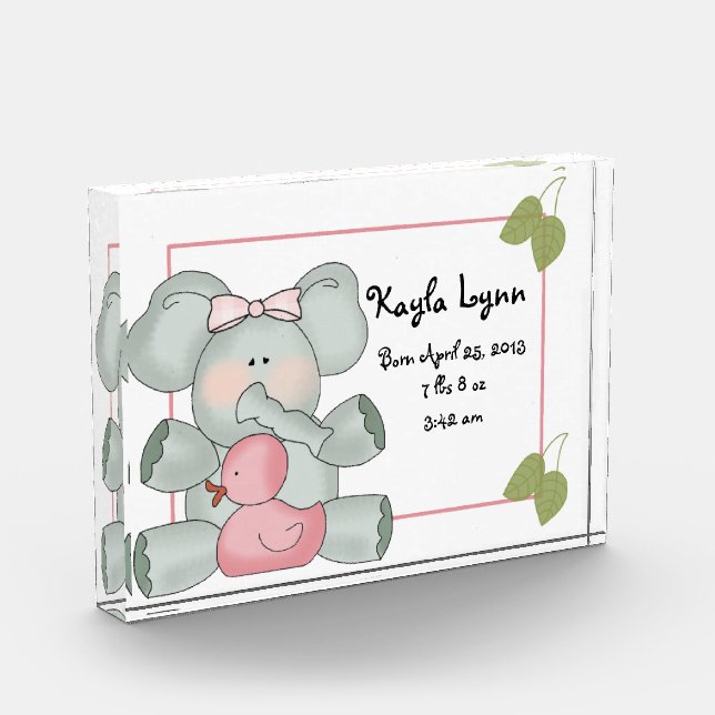 Girl Baby Elephant with Pink Rubber Duck Award (Left)