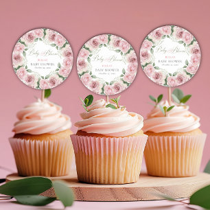 Girl Baby in Bloom Baby Shower Classic Round Sticker