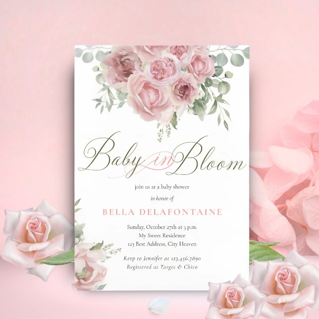 Girl Baby in Bloom Baby Shower Invitation (Creator Uploaded)