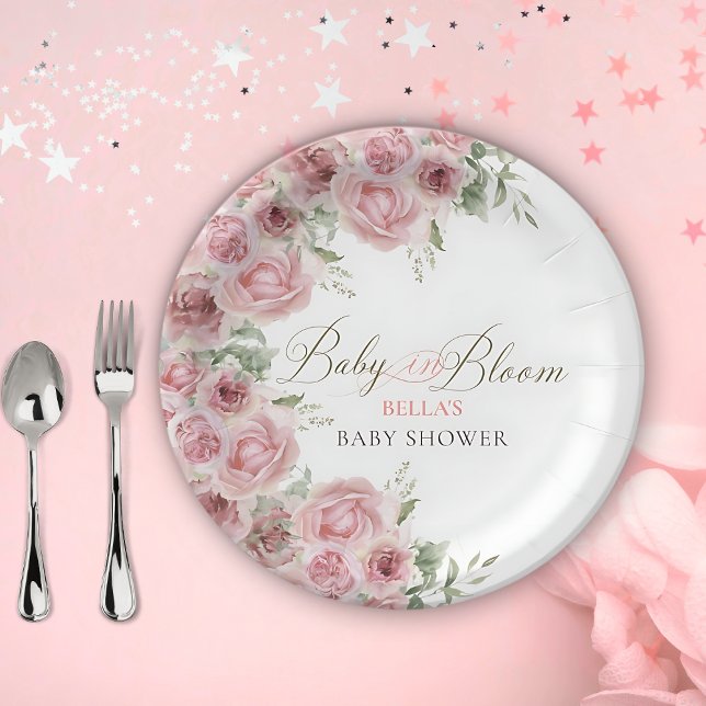 Girl Baby in Bloom Baby Shower Plates (Creator Uploaded)