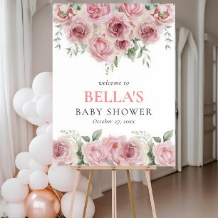 Girl Baby in Bloom Baby Shower Welcome Sign