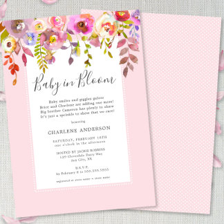 Girl Baby in Bloom Baby Sprinkle Invitation