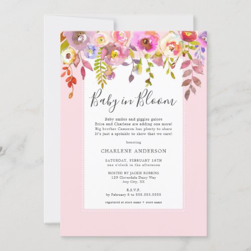 Girl Baby in Bloom Baby Sprinkle Invitation