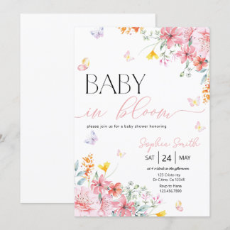 Girl Baby in Bloom Butterfly Baby Shower Invitation