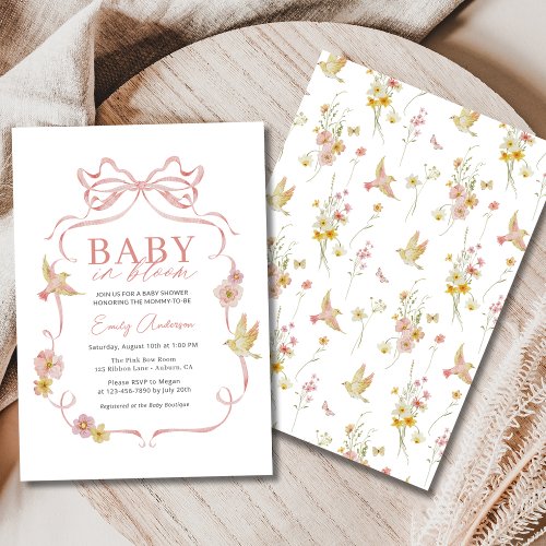 Wildflower Floral or wildflower baby shower invitation