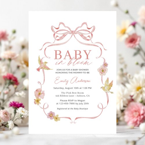 Wildflower Pink Floral or wildflower baby shower invitation