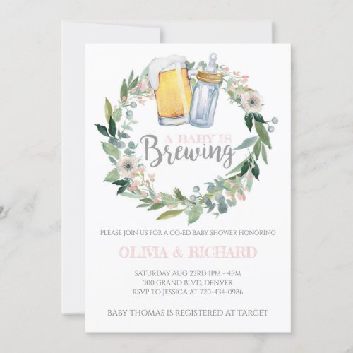 Girl Baby is Brewing Baby Shower Invitation