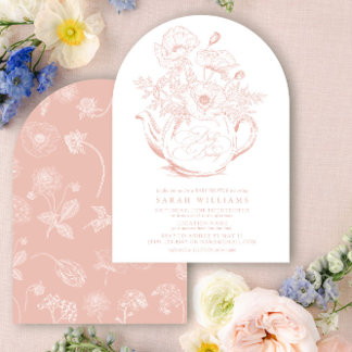 Girl Baby is Brewing Vintage Pink Floral Shower Invitation