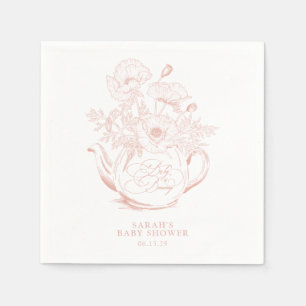 Girl Baby is Brewing Vintage Pink Floral Shower Napkins