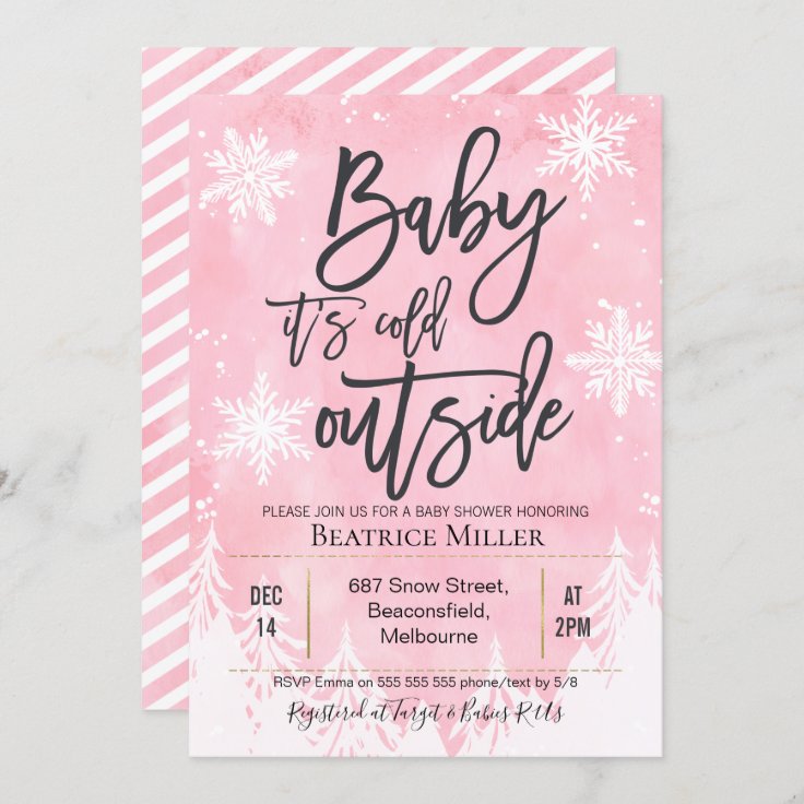 Girl baby it's cold outside Baby Shower invitation | Zazzle