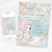 Girl Baby Its Cold Outside Baby Shower Invitation
