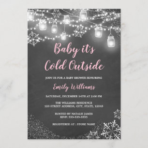 Girl Baby it's Cold Outside Winter Baby Shower Invitation