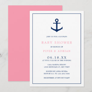 Girl Baby Nautical Pink Blue Anchor Couples Shower Invitation