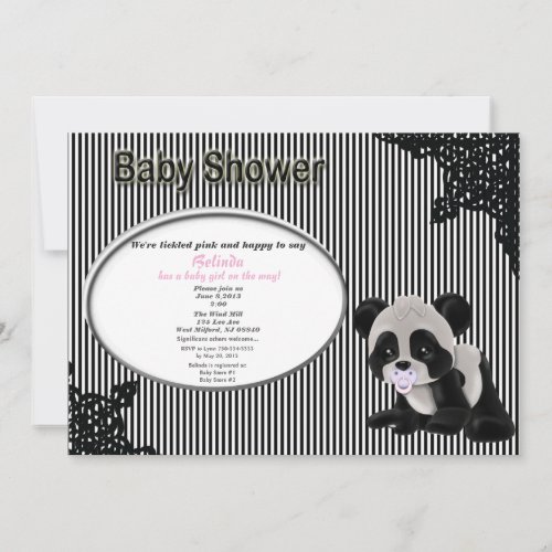 Girl Baby Panda Baby Shower Invitation