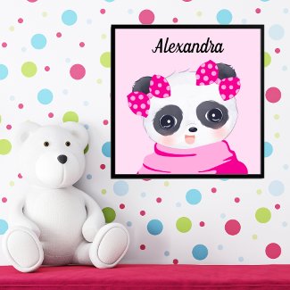 Girl Baby Panda Pink Photo Print