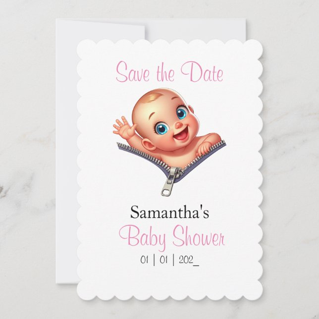 Girl Baby Peeking out Baby Shower Theme (Front)