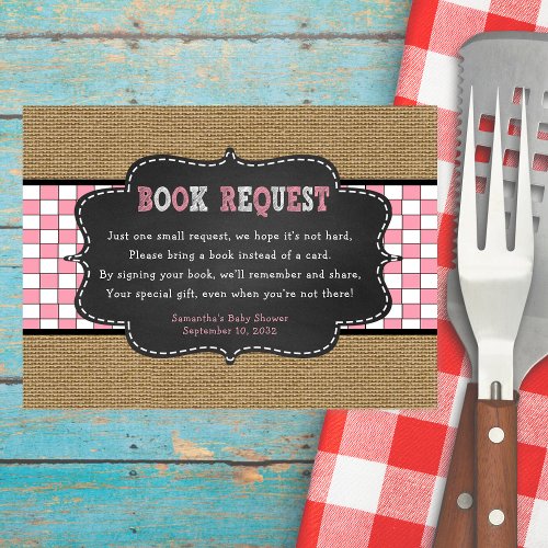 Girl Baby Q BBQ Baby Shower book request card