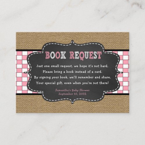 Girl Baby Q BBQ Baby Shower book request card