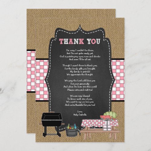 Girl Baby Q poem thank you note card