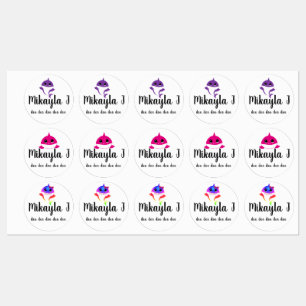 Girl Baby Shark Personalized labels