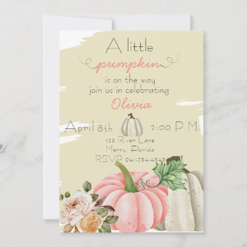 Girl baby shower A Little Pumpkin is On the Way Invitation