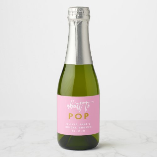 Girl Baby Shower About To Pop Sparkling Wine Label