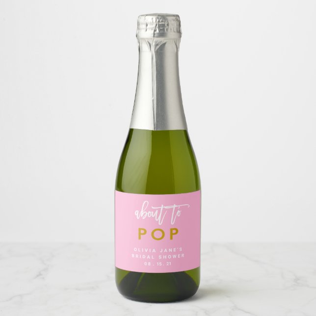 Girl Baby Shower About To Pop Sparkling Wine Label (Front)