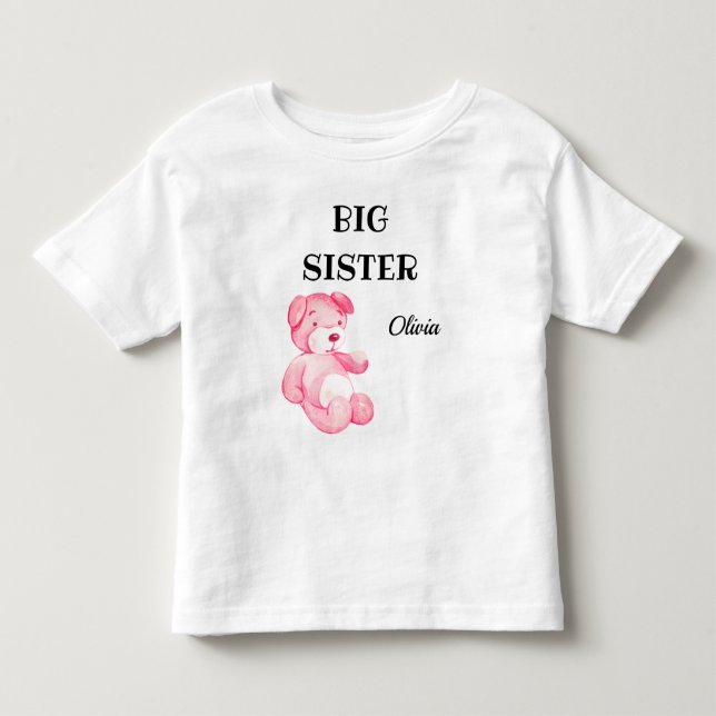 Girl Baby Shower Attire Cute Big Sister 2T to 5-6T Toddler T-shirt (Front)