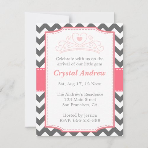 Girl Baby Shower - Baby Princess and Tiara Invite