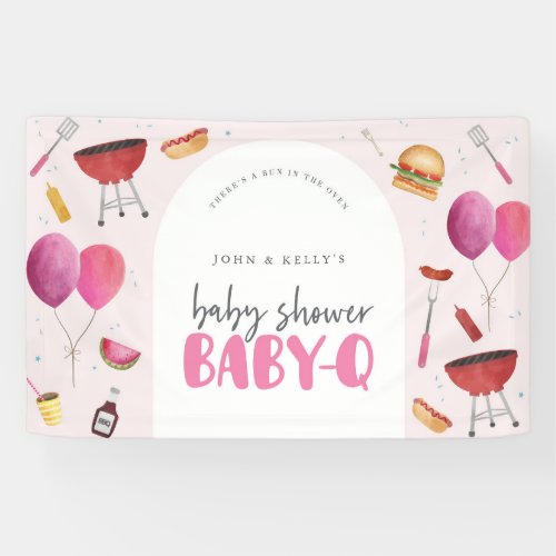 Girl Baby Shower Baby_Q BBQ Larger Banner Sign