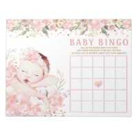 Girl Baby Shower Bingo Game Cards Notepad