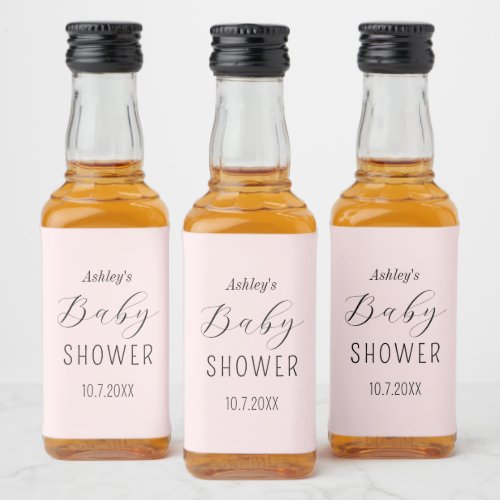 Girl Baby Shower Blush Pink Elegant   Liquor Bottle Label