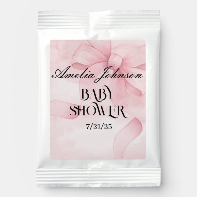 Girl Baby Shower Blush Pink Ribbon Coquette  Margarita Drink Mix (Front)