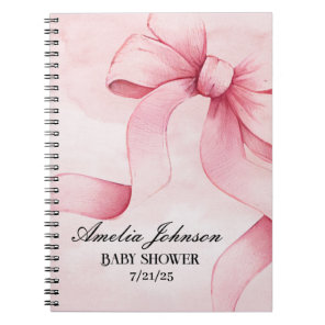Girl Baby Shower Blush Pink Ribbon Coquette   Notebook