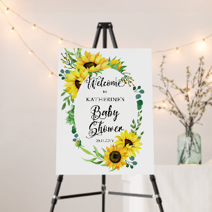 Girl Baby Shower Boho Sunflowers Eucalyptus Frame Foam Board