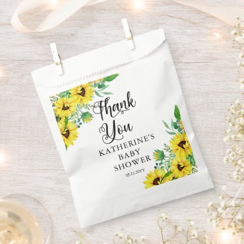 Girl Baby Shower Boho Sunflowers Thank You  Favor Bag