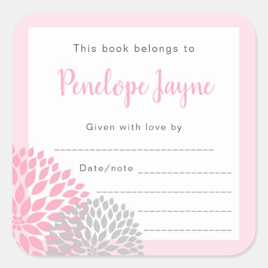 Girl Baby Shower Bookplate, bring a book Square Sticker