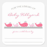 Girl Baby Shower bookplates / pink gray whales