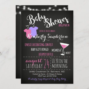 Girl Baby Shower Brunch Fun Modern Invitation
