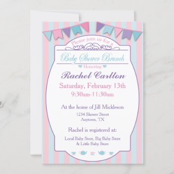 Girl Baby Shower Brunch Invitation Pink & Aqua by aaronsgraphics at Zazzle